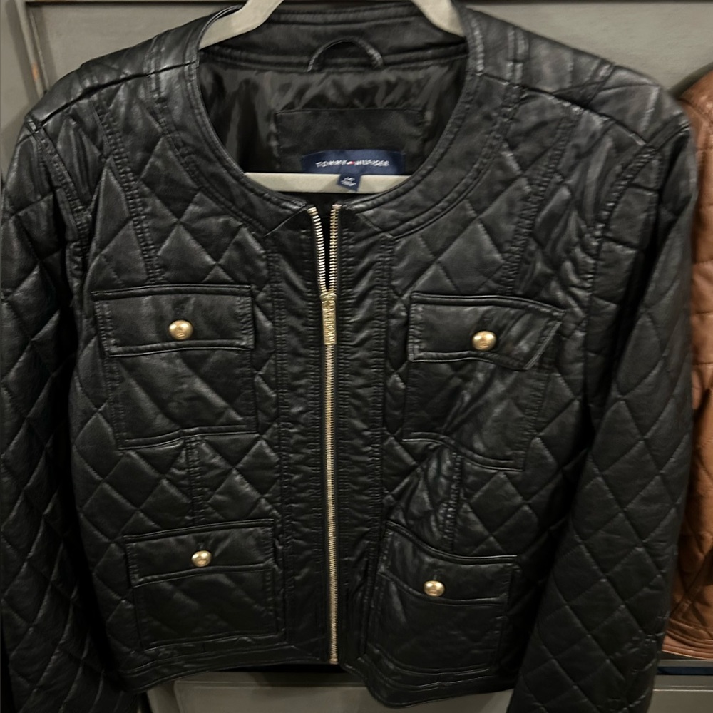 Tommy Hilfiger Black Quilted Leather Jacket